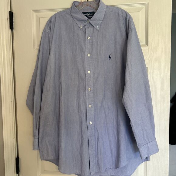 Ralph Lauren Long Sleeve Button Down Yarmouth 100% Cotton  SZ 17.5~34/35 - Picture 1 of 7